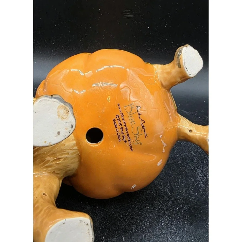 Blue Sky Clayworks Heather Goldminc Ceramic Dog In Pumpkin Costume Figurine